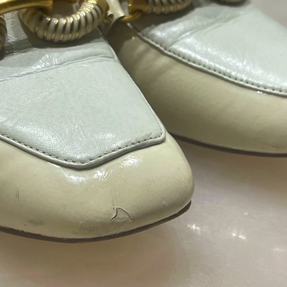 Tory Burch Jessa Goatskin Patent Leather Pump Heel Ivory Mint - Picture 11 of 15